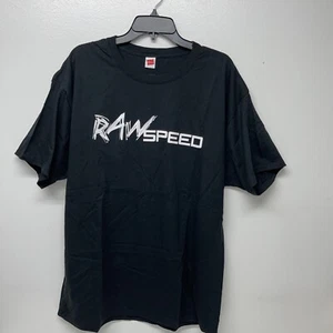 Hanes Mens Graphic T-Shirt Black RAW SPEED Crew XL - Picture 1 of 5