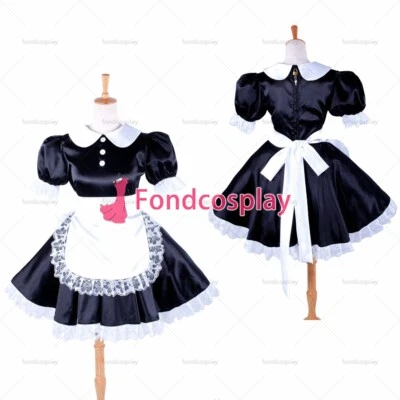 Sissy maid Black Satin lockable dress Tailor-made - Image 1 of 4