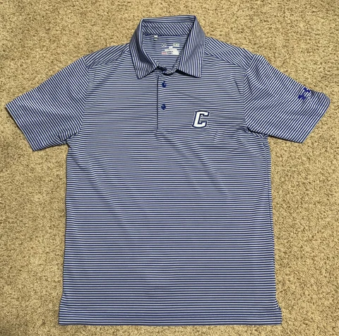 Under Armour Creighton Bluejays Polo Shirt Mens Small Blue Short Sleeve Collared Cover