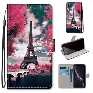 Para Varios Teléfonos Caliente Flor Hierro Torre Tarjeta Bolsillo Billetera Estuche Abatible Soporte Cubierta - Imagen 1 de 12