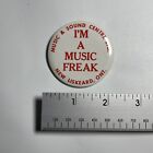 Pinback bouton vintage I'm A Music Freak Music & Sound Centre neuf Liskeard