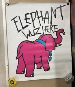 RARE Vntg PROMO ELEPHANT TEAM ONLY SKATEBOARD Vinyl BANNER sign Vallely Mike V - Picture 1 of 4