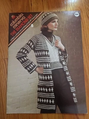 Vintage 1970's Diamond  Cardigan, Vest, Hat, Dicke Knitting Pattern-Leaflet 2586 - Image 1 of 2