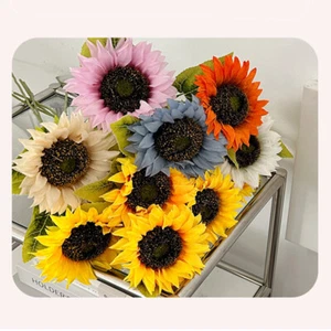 Artificial Sunflower Silk Fake Flower Bouquet Party Garden Wedding Decoration - Picture 1 of 15