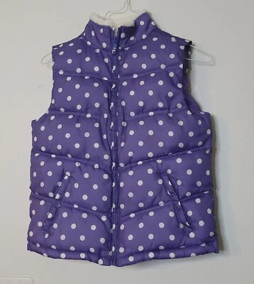 Chaleco acolchado Gymboree RISING STAR púrpura blanco lunares GRANDE 10-12 bolsillos/crebilla Foto 1 de 4