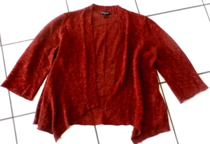 Eileen Fisher Cardigan Womens PL Rust Open Knit Linen Blend Travel Sweater G323 - Picture 1 of 9