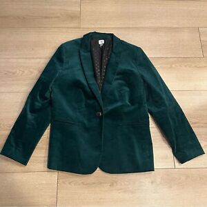 J. Crew Women’s Velveteen Green One Button Blazer Size 16
