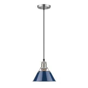 Golden Lighting Orwell Mini Pendant - 7", Pewter, Navy Blue Shade - 3306-SPW-NVY - Picture 1 of 1