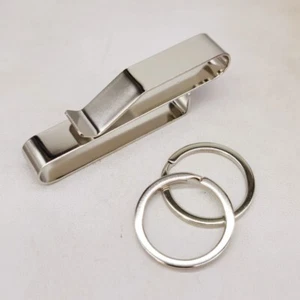 Duty Belt Keychain, Stainless Steel Keys Clip with 2 Keyrings (75 X 10mm) 2Pcs - Picture 1 of 7