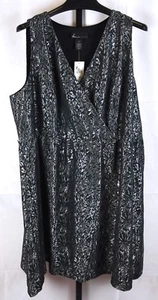 Vestido Lane Bryant entallado y acampanado cuello talla grande 24 gris sin mangas metálico nuevo con etiquetas - Imagen 1 de 2