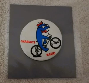 Starkist Charlie Tunafish Button Pin Rückseite EXTREM selten - Bild 1 von 2