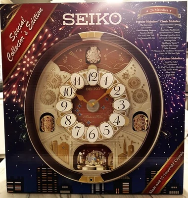 精工Melodies In Motion挂钟圣诞音乐24首歌曲施华洛世奇QXM574BRH — 第 1/2 张图片