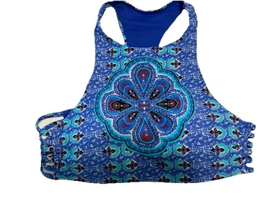 Hollister Bikini Top de Natación Traje de Baño Azul Paisley Para Mujer Pequeño Mandala Espalda Corredora Foto 1 de 4