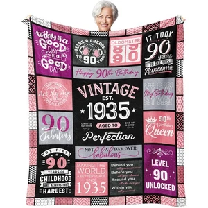 90th Birthday Gifts for Women Throw Blanket 60" x 50", 90 Year Old Birthday G... - Picture 1 of 7