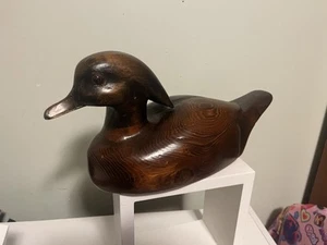 Scultura in legno uccellino stile esca anatra intagliata a mano vintage - Foto 1 di 6