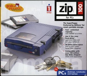 IOMEGA ZIP 100 FOR FOR PC'S PARALLEL PORT EXTERNAL DRIVE P100P2 NEVER USED - Afbeelding 1 van 7