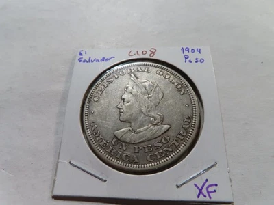 C108 El Salvador 1904 Peso Plata XF Foto 1 de 2