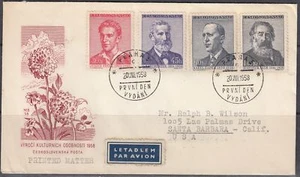Checoslovaquia Scott 873-6 FDC - Aniversarios de la muerte - Imagen 1 de 1