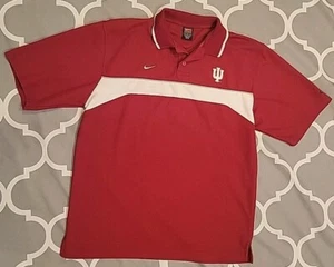 Vintage Nike Team Polo Shirt Mens L Indiana University Hoosiers NCAA Red Dri-Fit - Picture 1 of 18