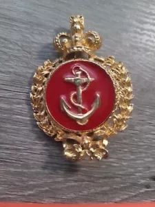 Anchor Red Gold Tone Nautical Brooch Pin - Picture 1 of 13