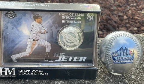 New York Yankees Derek Jeter Hall of Fame Induction Silver Coin Card Champ Ball Cover