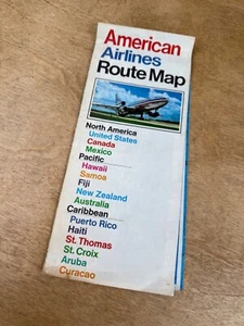 Vintage American Airlines 1970'S Route Map USA-Canada-Mexico-Pacific-Samoa-Fiji - Picture 1 of 8