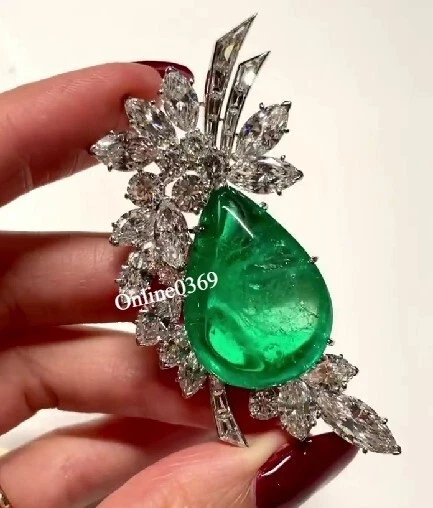 Broche prendedor de plata 925 con dije de diamante creado en laboratorio verde con clase regalo para padre Foto 1 de 4