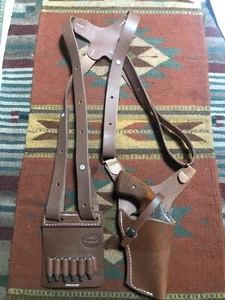 FIT Colt Detective Cobra 38 Shoulder Holster & Mag Pouch Brown Leather Vertical - Picture 1 of 12