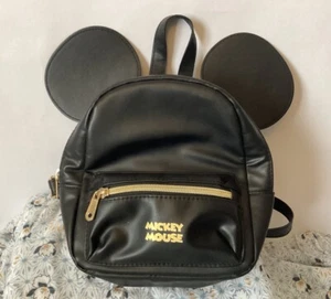 Mickey Mouse Black & Gold Mini Backpack Rucksack H&M - Picture 1 of 22