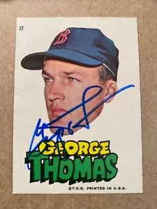1967 Topps Boston Red Sox Stickers #22 GEORGE THOMAS Autographed SIGNED Card - Picture 1 of 1