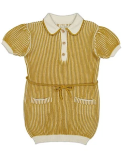 NWOT Fin & Vince Girls Summer Knit Dress in goldenrod Size 8/9 - Picture 1 of 4