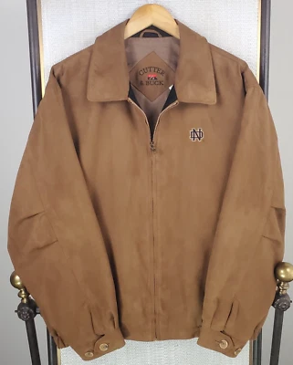 CUTTER BUCK x NOTRE DAME Size XL Mens Microsuede Bomber Jacket Brown Full Zip - Image 1 of 4