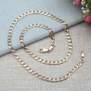 Collana vintage in oro 9 ct con cordino piatto - catena unisex in oro massiccio 9 carati | giallo - Foto 1 di 8