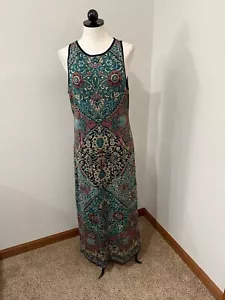 Peruvian Connection pima cotton jacquard knit sleeveless maxi dress size Large - Picture 1 of 7