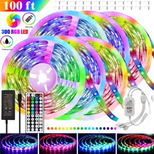 65.6 ft RGB 5050 Bluetooth Led Strip Lights SMD 44 Key Remote 12V DC Power Kits - Picture 1 of 16