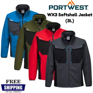 Giacca da lavoro resistente Portwest WX3 Softshell antivento impermeabile con finiture riflettenti - Foto 1 di 18