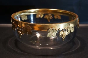 Centerpieces Bowl Crystal and Bronze on Rim Grape and Leaves. - Picture 1 of 8