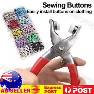 400x Metal Sewing Buttons Press Stud Snap Fastener Kit Pliers Snap On DIY AU2 - Picture 1 of 11