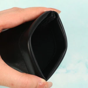 2x Black Leather Glasses Case Spring Mouth Open Squeeze Clip Flexible Soft Pouch - Picture 1 of 5