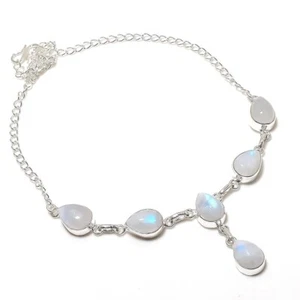 Moonstone Gemstone Handmade 925 Sterling Silver Jewelry Necklace Size 18" - Picture 1 of 1