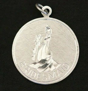 Vintage Sterling Silver 1" Bridesmaid Charm Solid 925 Silver 3.2g - Picture 1 of 6