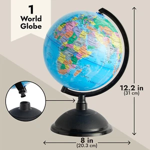 Juvale Rotating World Globe with Stand for Kids Learning 8-inch Spinning Earth - Picture 1 of 7