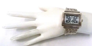 NUEVO RELOJ ECCLISSI PLATA ESTERLINA 4 CADENAS ESFERA NEGRA RELOJ AJUSTABLE TALLA S 6" - Imagen 1 de 10