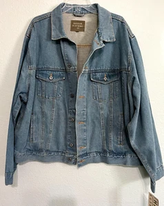 HAGGAR Denim Jacket, Biker, Rugged, Casual, Work, Cowboy, NOS, XXL NWT - Picture 1 of 11