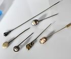 Antique Victorian Stick Pin Lot GF Cameo, Sterling, 14K, Shell Pearl and more!