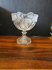 Evita Merci Cherie 24% Lead Crystal Frosted Ribbon Beaded Pedestal Bowl Germany