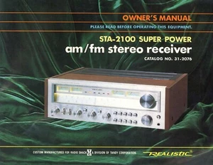 High-res scans of the very rare owner's manual for Realistic STA-2100 receiver - Picture 1 of 1
