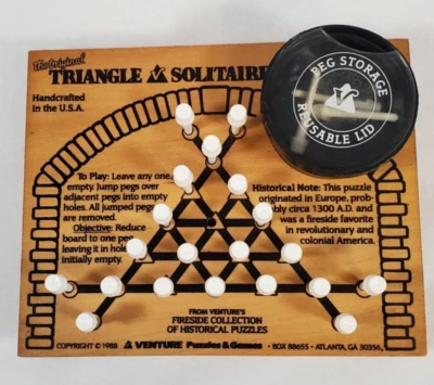 Vintage Venture's Fireside Triangle Solitaire Wood Peg Game 1988 The Original - Image 1 of 4