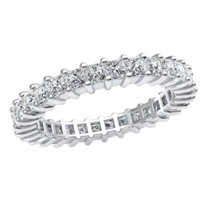 950 Platinum Prong Eternity Band Promise Ring 2Ct Natural Princess Cut Diamond - Picture 1 of 3