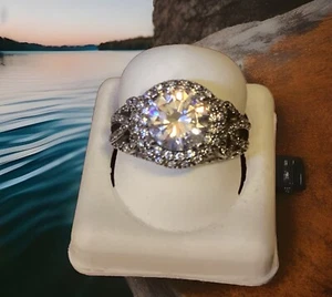 Sam&Co Sterling Silver Halo Engagement Ring. Beautiful Simulated Diamond. Sz 7.5 - Picture 1 of 23